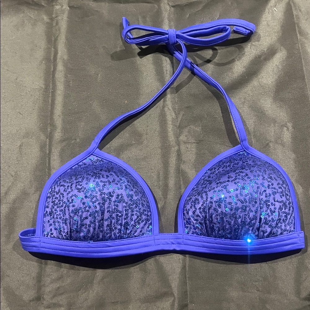 Venus Sequin Halter Bra - Blue